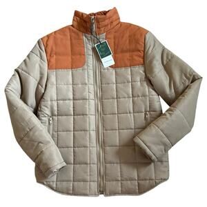 NWT Nomad by Craft + Flow Orange Tan Quilted Puffer Jacket Size Large